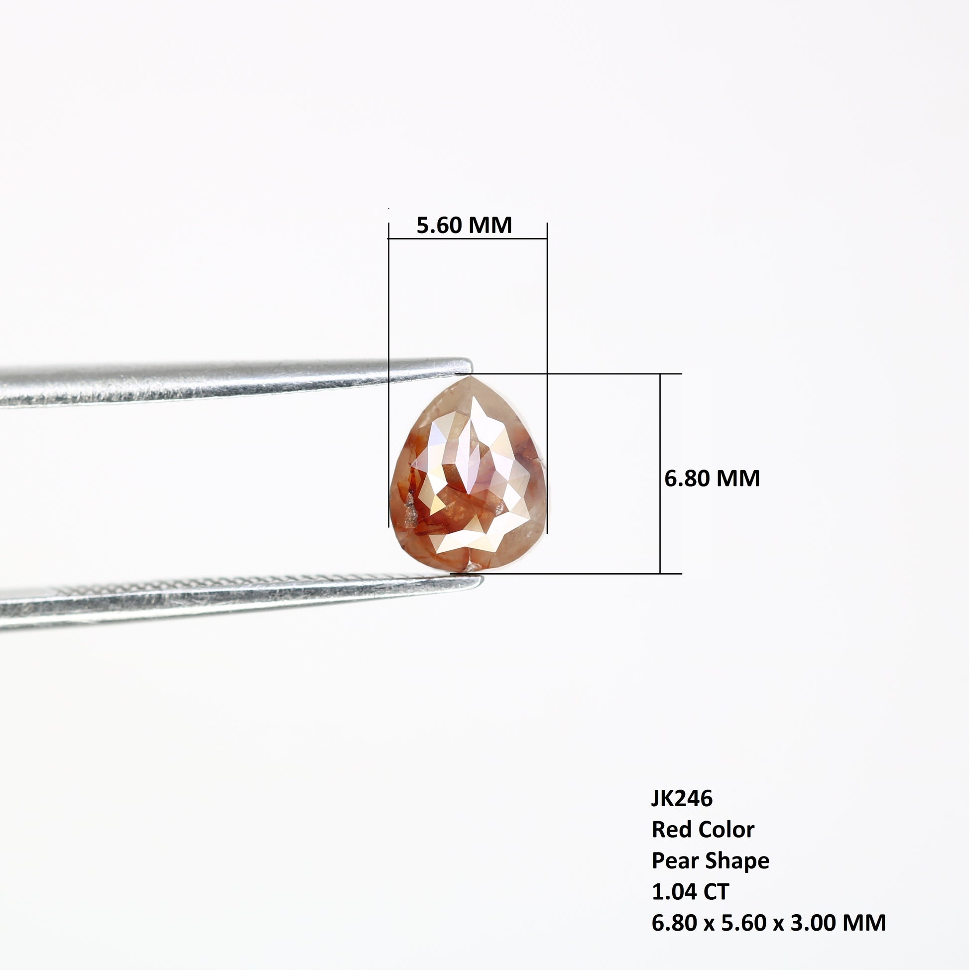 1.04 Carat Natural Loose Red Color Pear Shaped 6.80 MM Diamond For Engagement Ring - JayKrishna Diamond