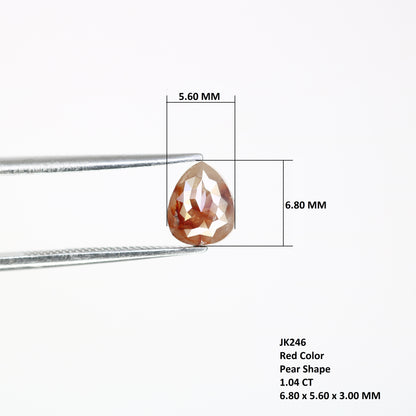 1.04 Carat Natural Loose Red Color Pear Shaped 6.80 MM Diamond For Engagement Ring - JayKrishna Diamond