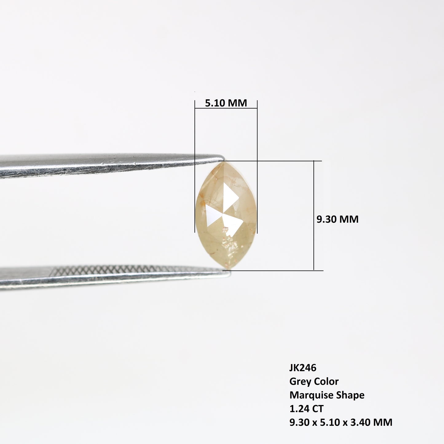 1.24 CT Marquise Shape 9.30 MM Loose Natural Grey Diamond For Engagement Ring - JayKrishna Diamond