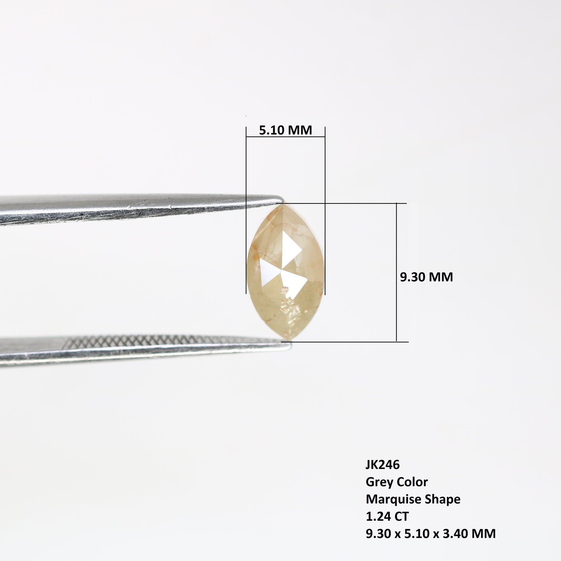 1.24 CT Marquise Shape 9.30 MM Loose Natural Grey Diamond For Engagement Ring - JayKrishna Diamond