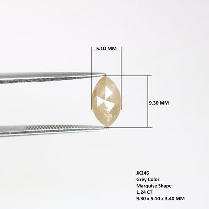 1.24 CT Marquise Shape 9.30 MM Loose Natural Grey Diamond For Engagement Ring - JayKrishna Diamond