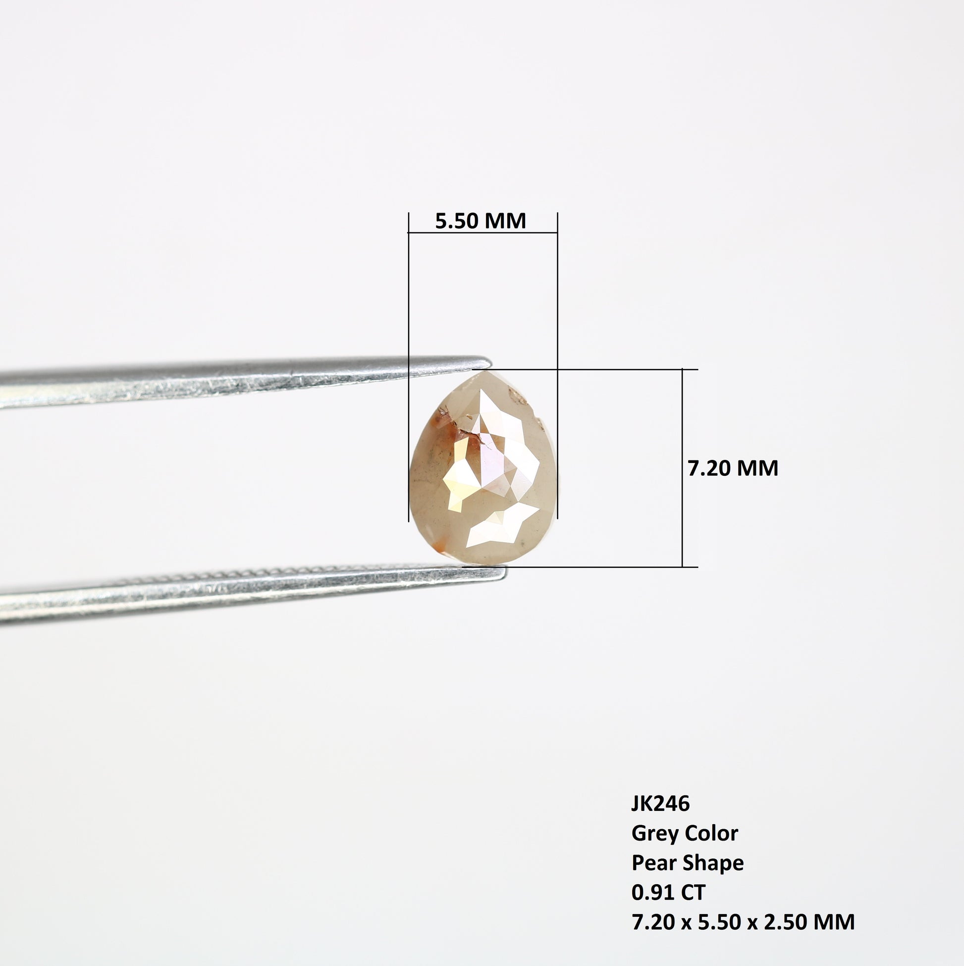 0.91 CT Natural Loose Grey Pear Shaped 7.20 MM Diamond For Wedding Ring - JayKrishna Diamond
