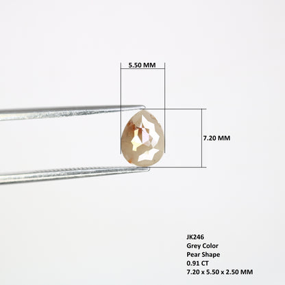 0.91 CT Natural Loose Grey Pear Shaped 7.20 MM Diamond For Wedding Ring - JayKrishna Diamond