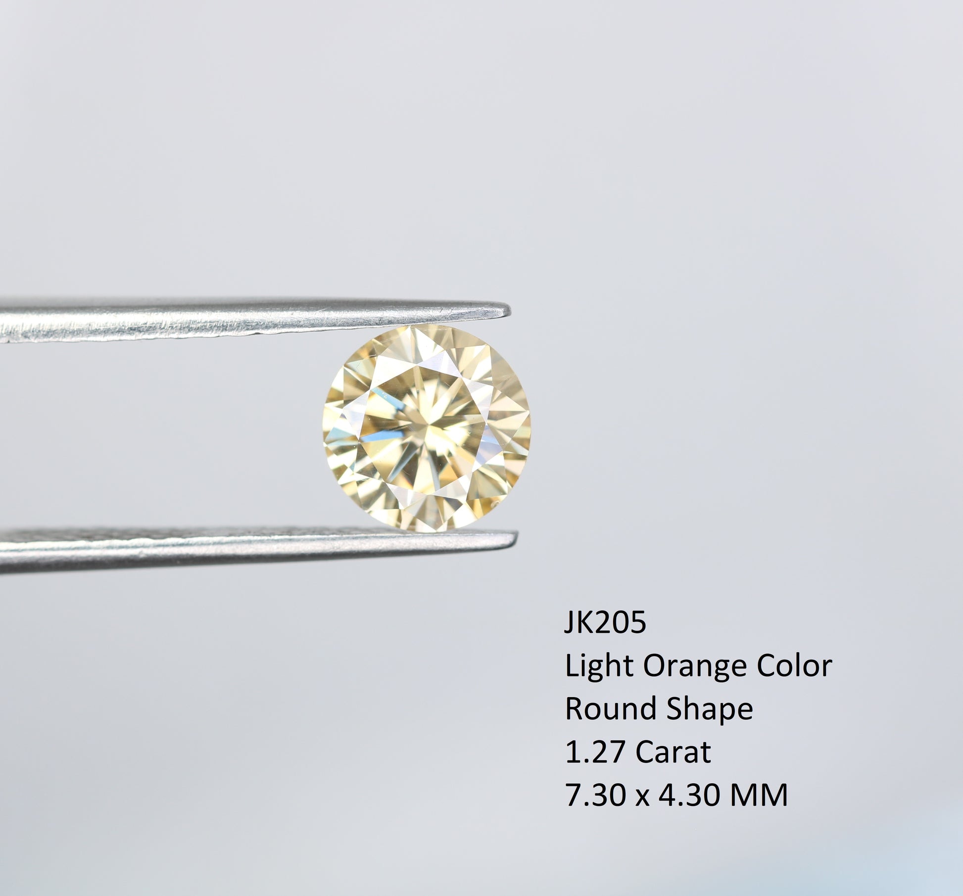 1.27 CT Light Orange Round Brilliant Cut Moissanite Diamond For Engagement Ring - JayKrishna Diamond