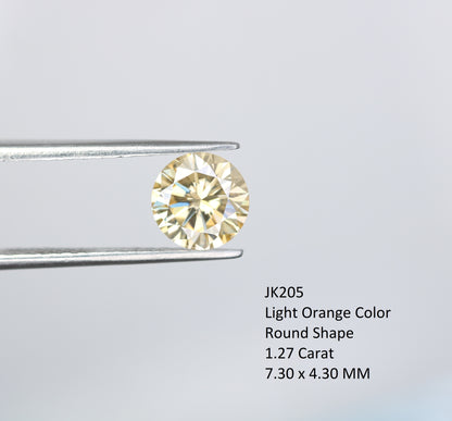1.27 CT Light Orange Round Brilliant Cut Moissanite Diamond For Engagement Ring - JayKrishna Diamond