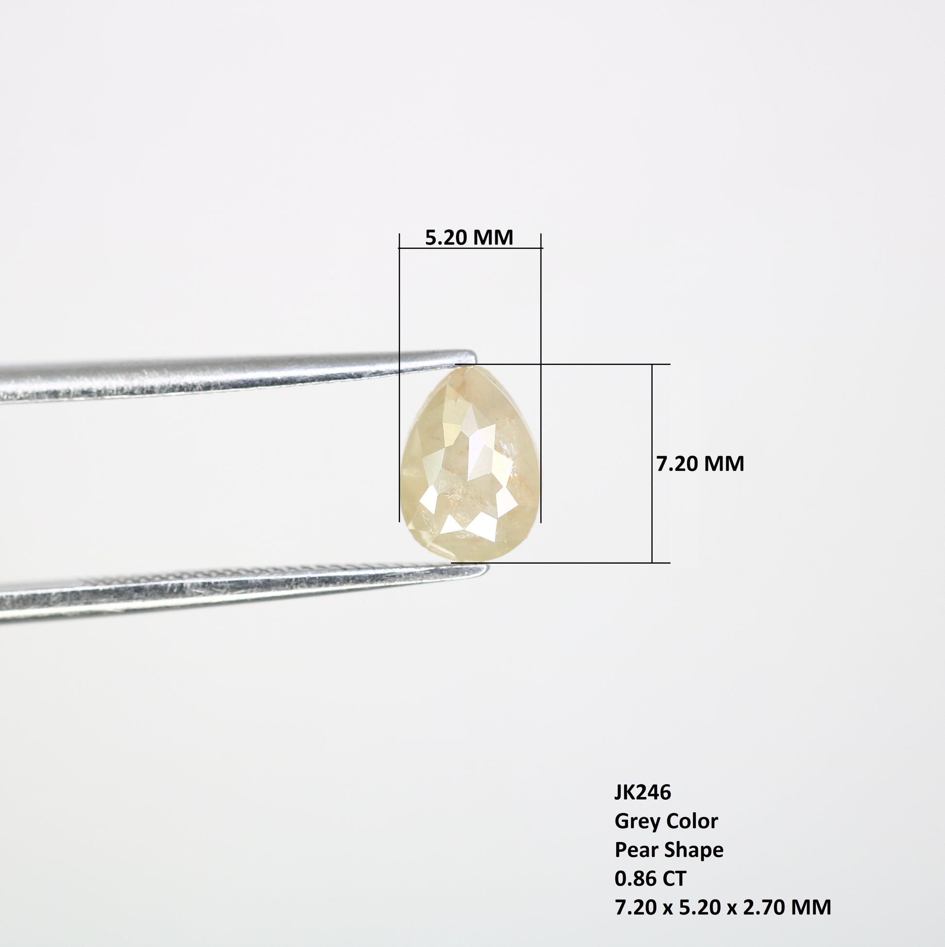0.86 CT Natural Loose Grey 7.20 MM Pear Shaped Diamond For Statement Ring - JayKrishna Diamond