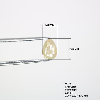 0.86 CT Natural Loose Grey 7.20 MM Pear Shaped Diamond For Statement Ring - JayKrishna Diamond