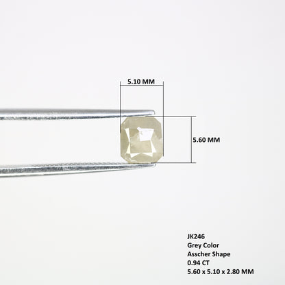 0.94 CT Polished Asscher Shape 5.60 MM Loose Grey Diamond For Proposal Ring - JayKrishna Diamond