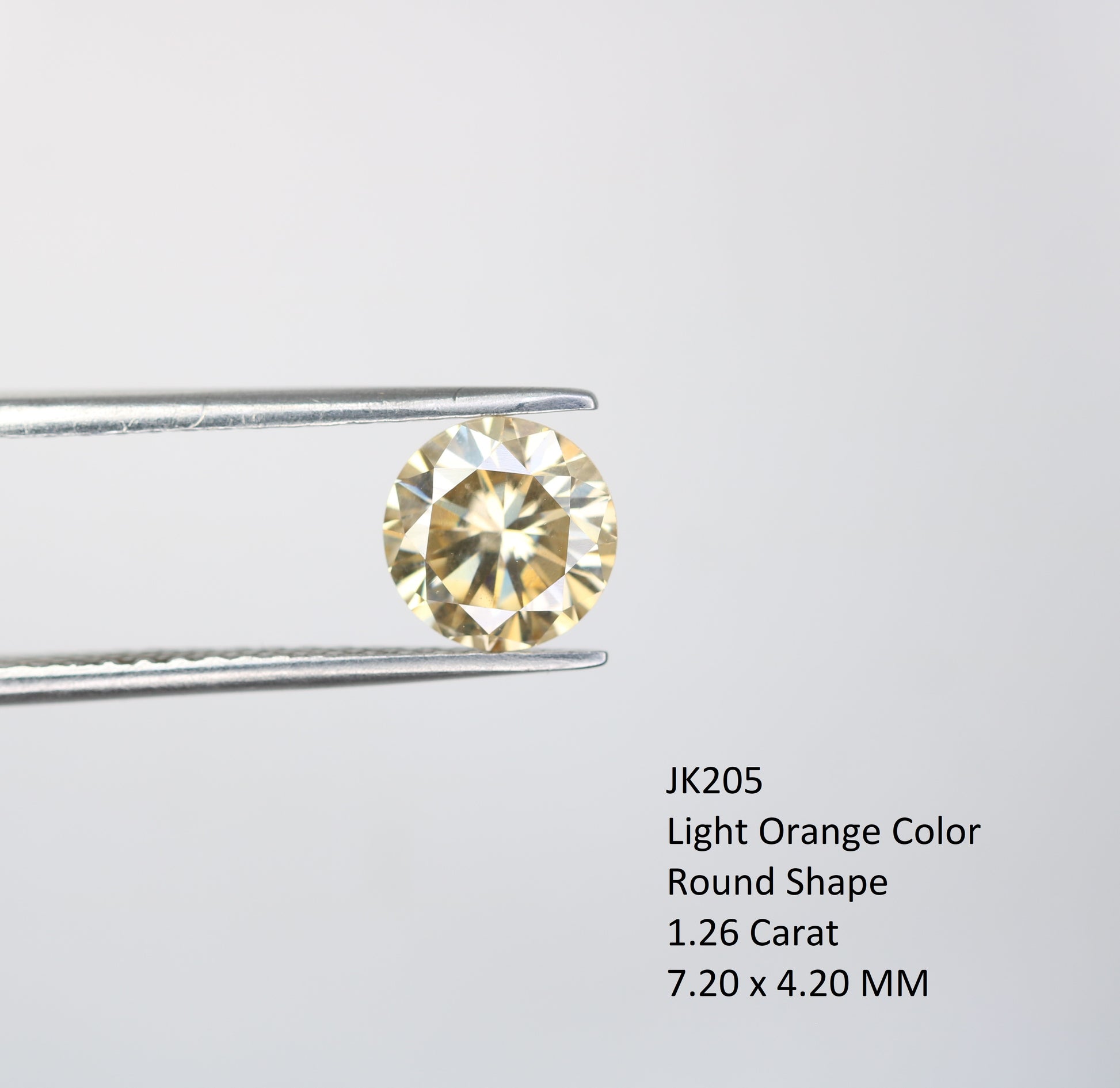 1.26 CT Moissanite Round Brilliant Cut Light Orange Diamond For Engagement Ring - JayKrishna Diamond