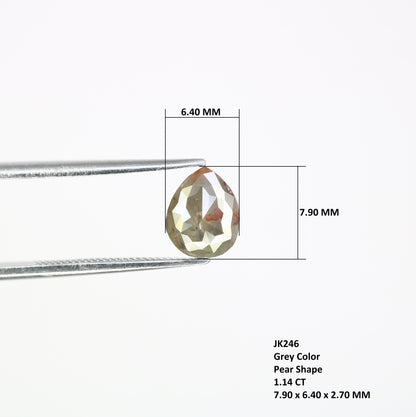 1.14 CT Natural Pear Shaped 7.90 MM Grey Diamond For Antique Jewelry - JayKrishna Diamond