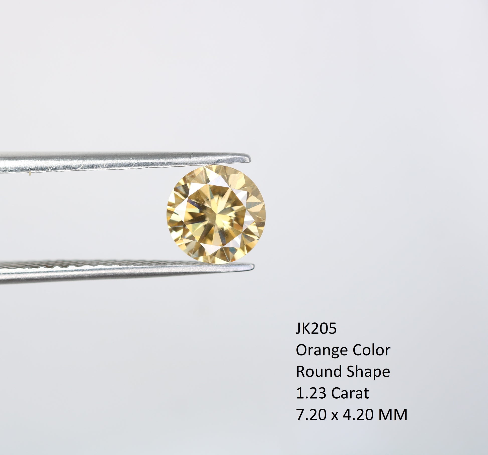 1.23 CT Round Brilliant Cut Orange Moissanite Diamond For Engagement Ring - JayKrishna Diamond
