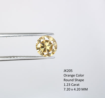 1.23 CT Round Brilliant Cut Orange Moissanite Diamond For Engagement Ring - JayKrishna Diamond