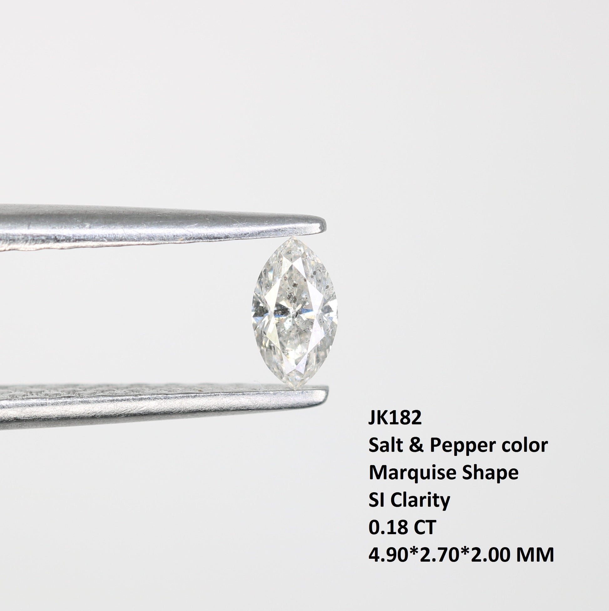 0.18 CT Natural Salt and Pepper Marquise Shape Diamond - Ideal for Engagement Rings, Necklaces, Promise Rings, Earrings, and Anniversary Gifts - JayKrishna Diamond