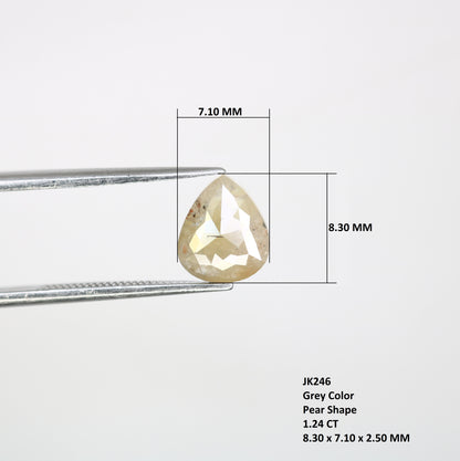 1.24 Carat Loose Grey Pear Shaped 8.30 MM Diamond For Promise Ring - JayKrishna Diamond