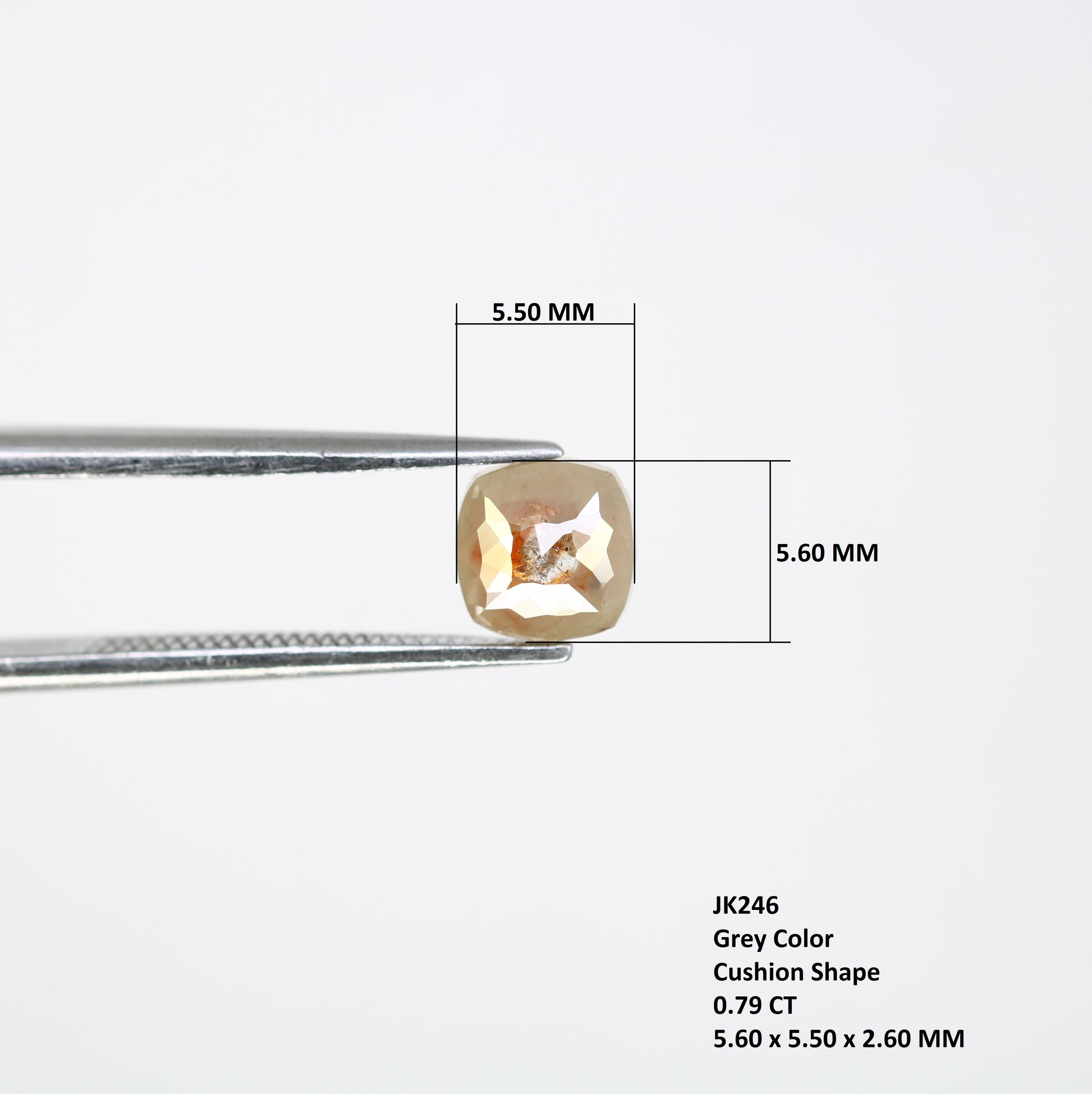 0.79 CT 5.60 MM Fancy Grey Polished Cushion Shape Diamond For Designer Jewelry - JayKrishna Diamond