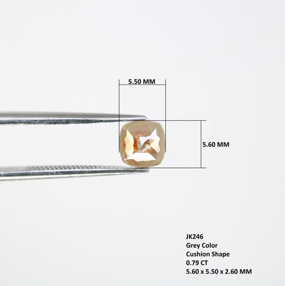 0.79 CT 5.60 MM Fancy Grey Polished Cushion Shape Diamond For Designer Jewelry - JayKrishna Diamond