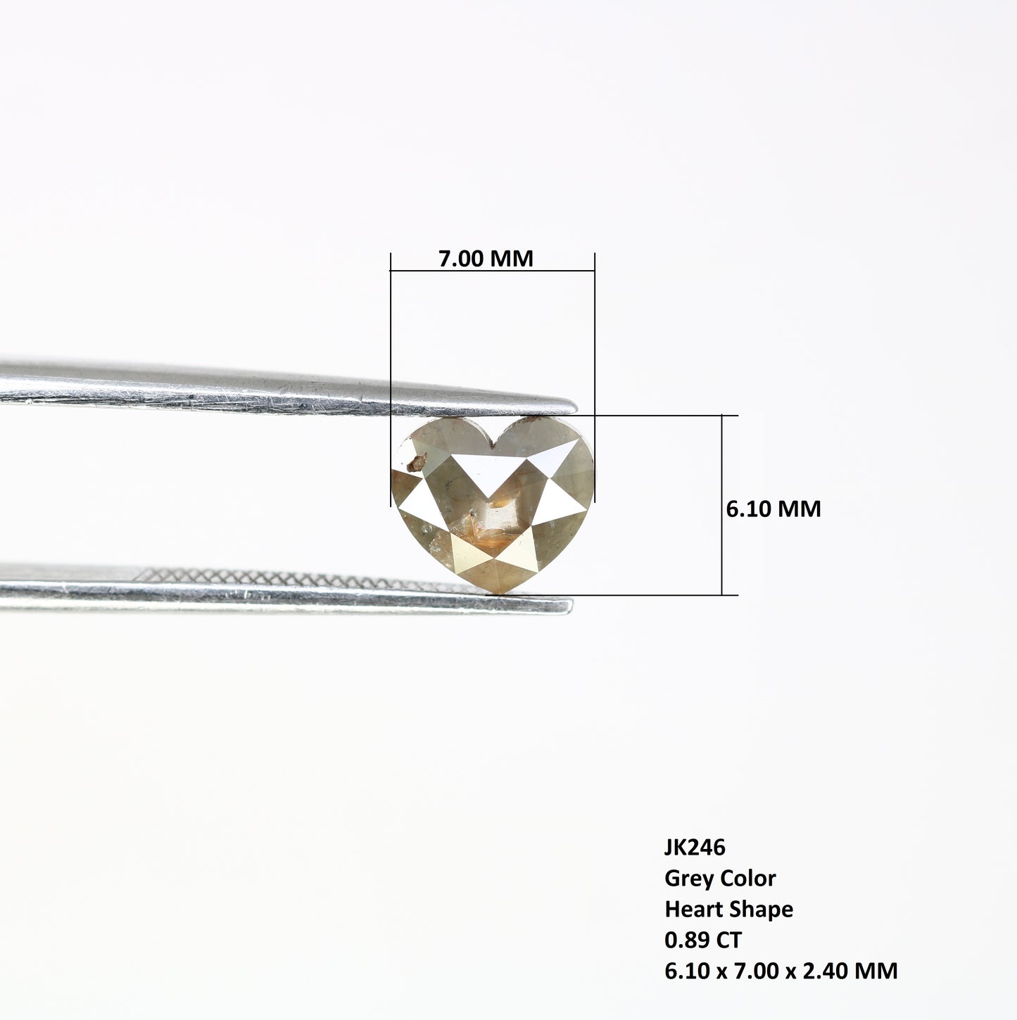 0.89 Carat 6.10 MM Heart Shape Fancy Grey Diamond For Engagement Ring - JayKrishna Diamond
