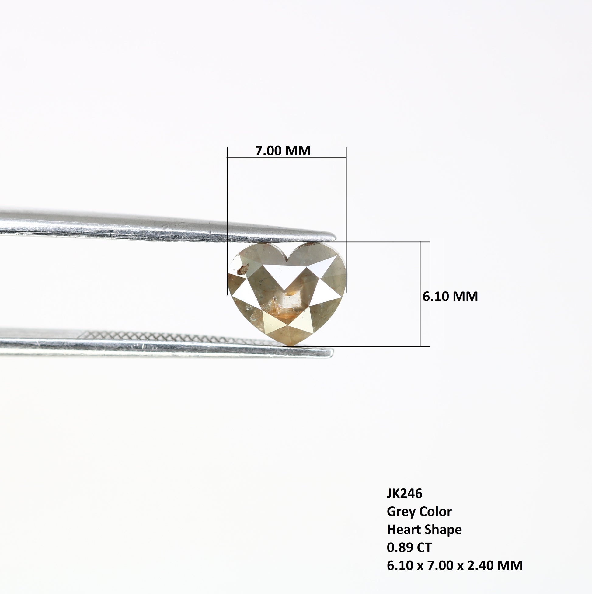 0.89 Carat 6.10 MM Heart Shape Fancy Grey Diamond For Engagement Ring - JayKrishna Diamond