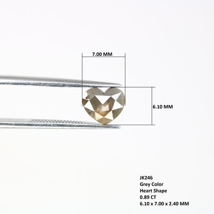 0.89 Carat 6.10 MM Heart Shape Fancy Grey Diamond For Engagement Ring - JayKrishna Diamond