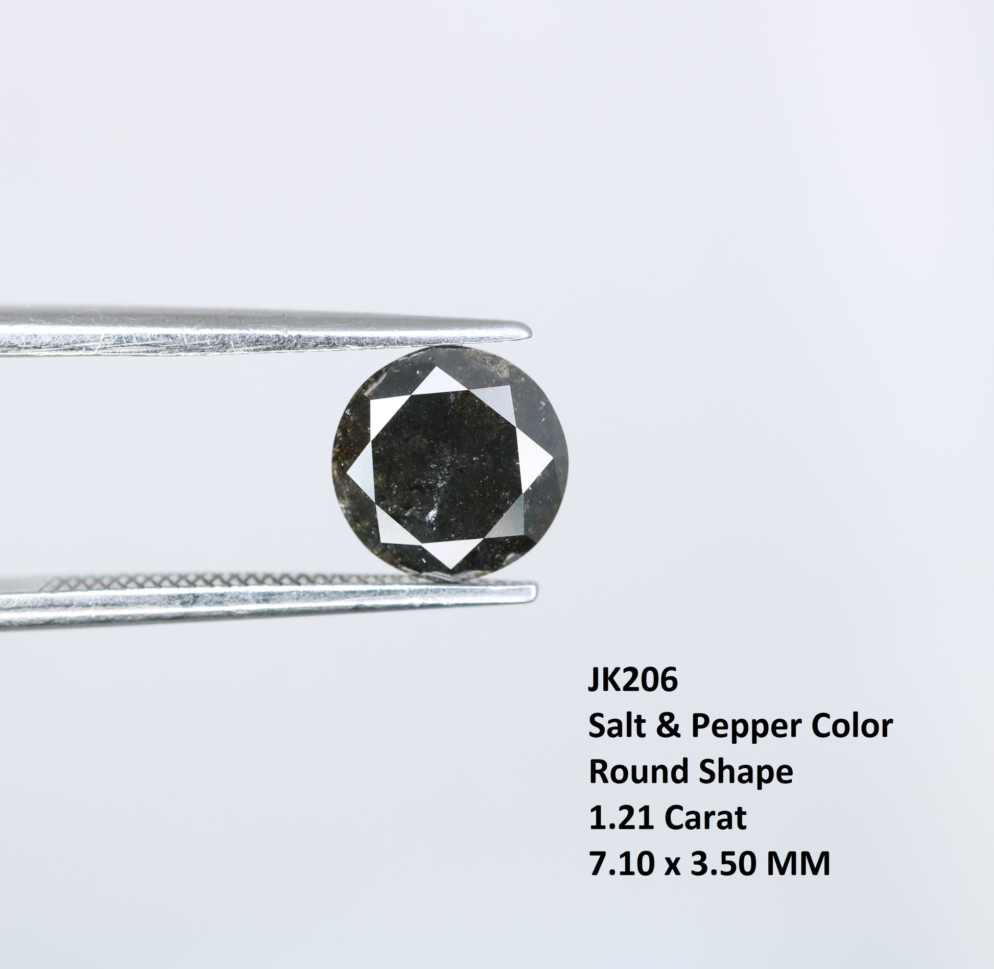 1.21 CT Salt and Pepper Round Brilliant Cut Diamond For Engagement Ring - JayKrishna Diamond