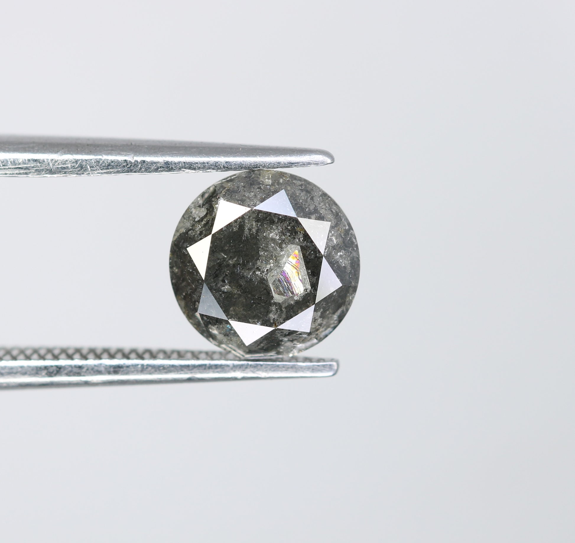 1.33 CT Loose Round Brilliant Cut Natural Salt And Pepper Fancy Diamond For Designer Jewelry - JayKrishna Diamond