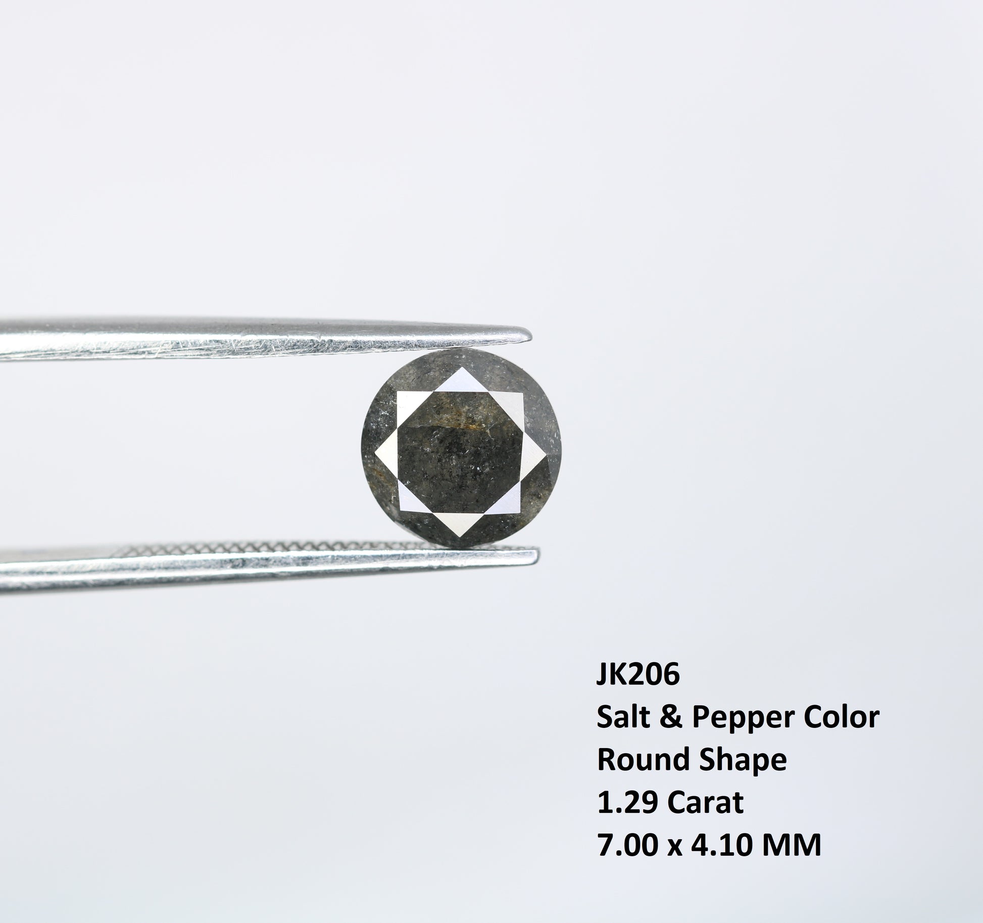 1.29 CT Salt and Pepper Round Brilliant Cut Diamond For Engagement Ring - JayKrishna Diamond