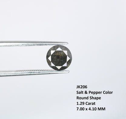 1.29 CT Salt and Pepper Round Brilliant Cut Diamond For Engagement Ring - JayKrishna Diamond