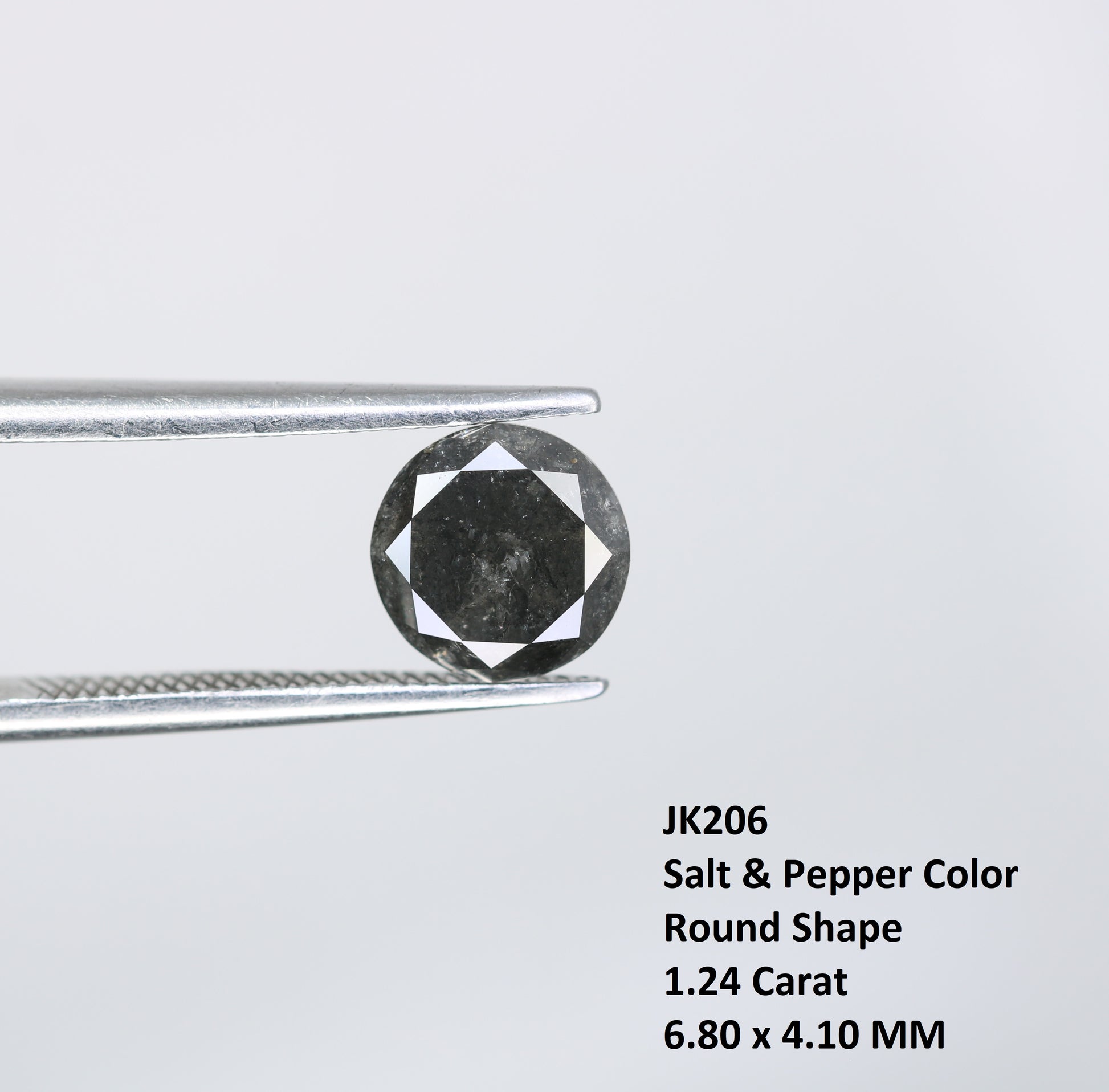 1.24 CT Round Brilliant Cut Salt and Pepper Diamond For Engagement Ring - JayKrishna Diamond
