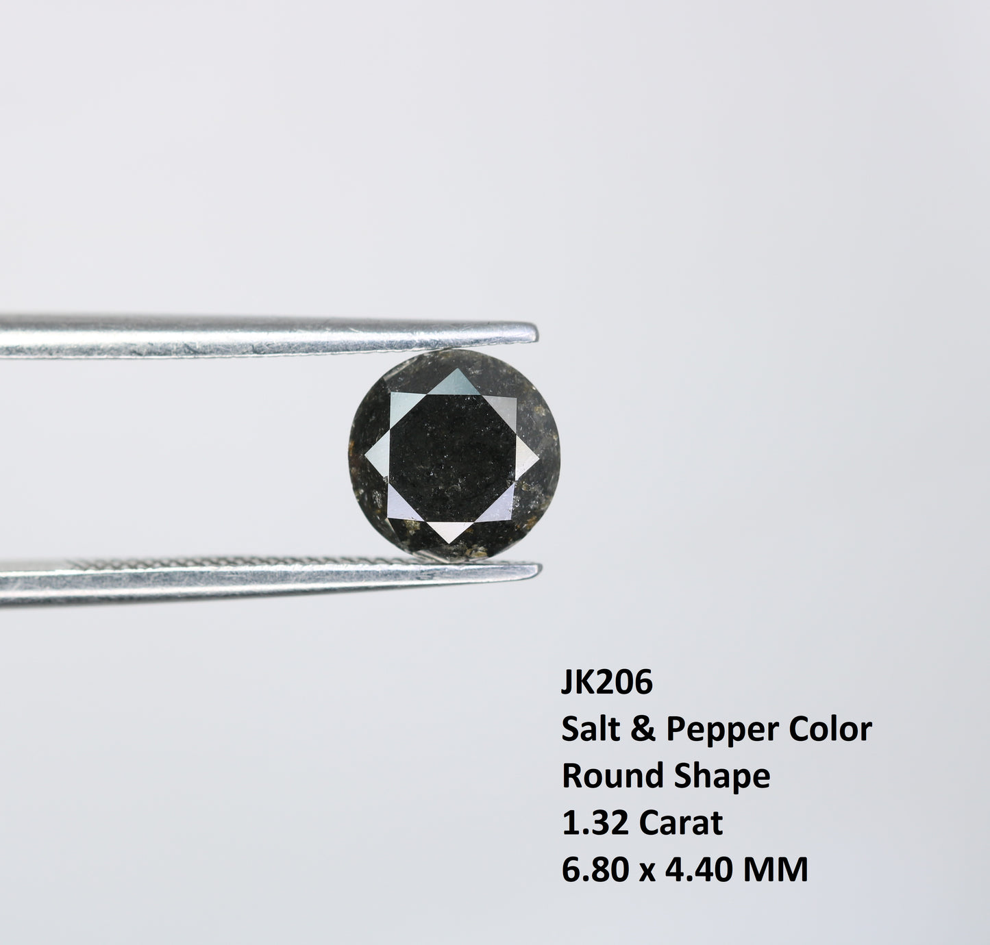 1.32 CT Salt and Pepper Round Brilliant Cut Diamond For Engagement Ring - JayKrishna Diamond