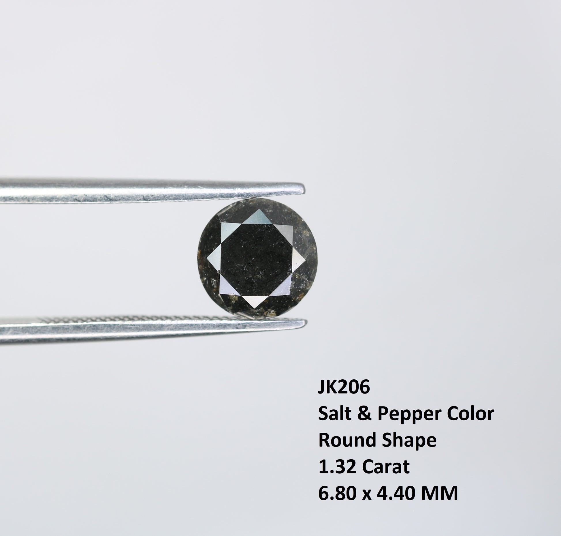 1.32 CT Salt and Pepper Round Brilliant Cut Diamond For Engagement Ring - JayKrishna Diamond