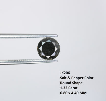 1.32 CT Salt and Pepper Round Brilliant Cut Diamond For Engagement Ring - JayKrishna Diamond