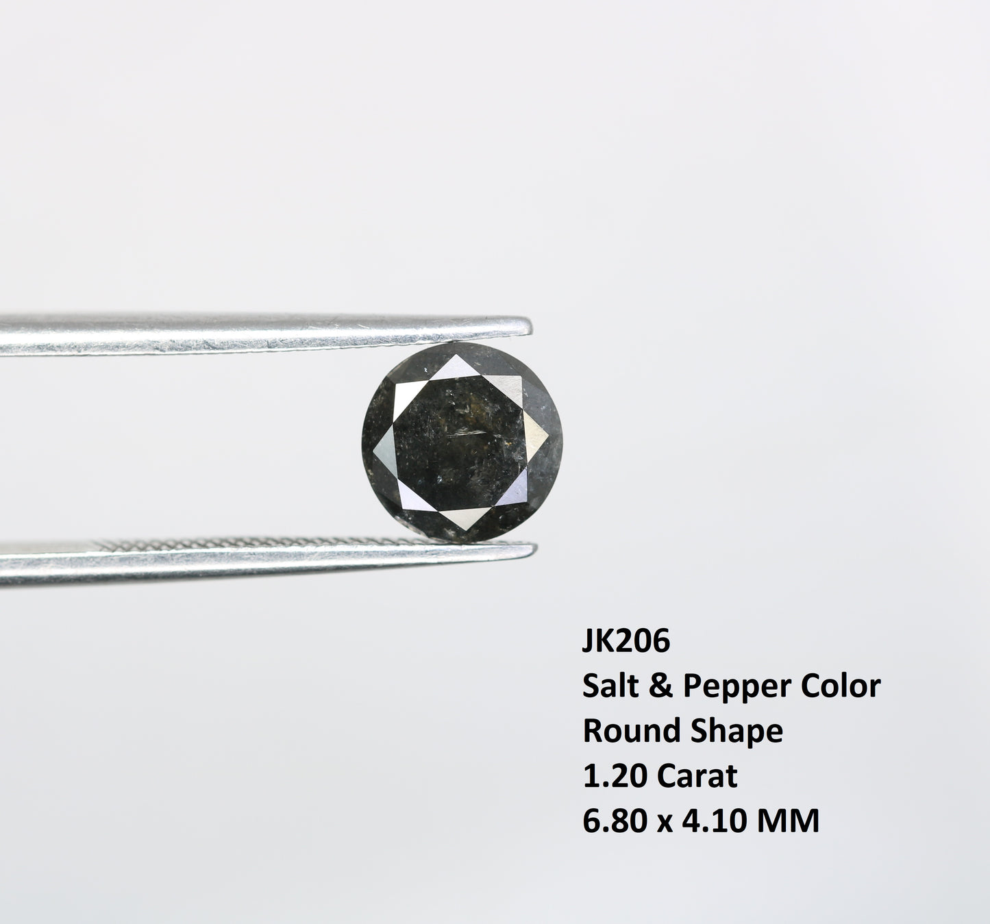 1.20 CT Round Brilliant Cut Salt and Pepper Diamond For Engagement Ring - JayKrishna Diamond