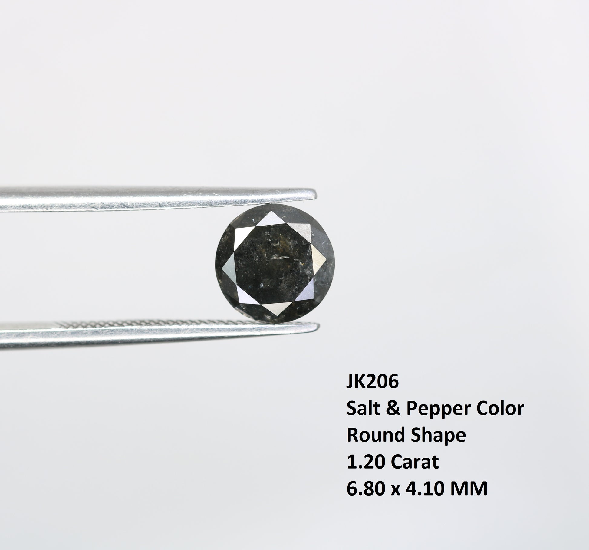 1.20 CT Round Brilliant Cut Salt and Pepper Diamond For Engagement Ring - JayKrishna Diamond