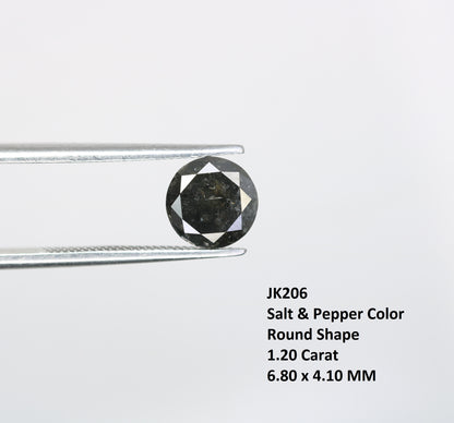 1.20 CT Round Brilliant Cut Salt and Pepper Diamond For Engagement Ring - JayKrishna Diamond