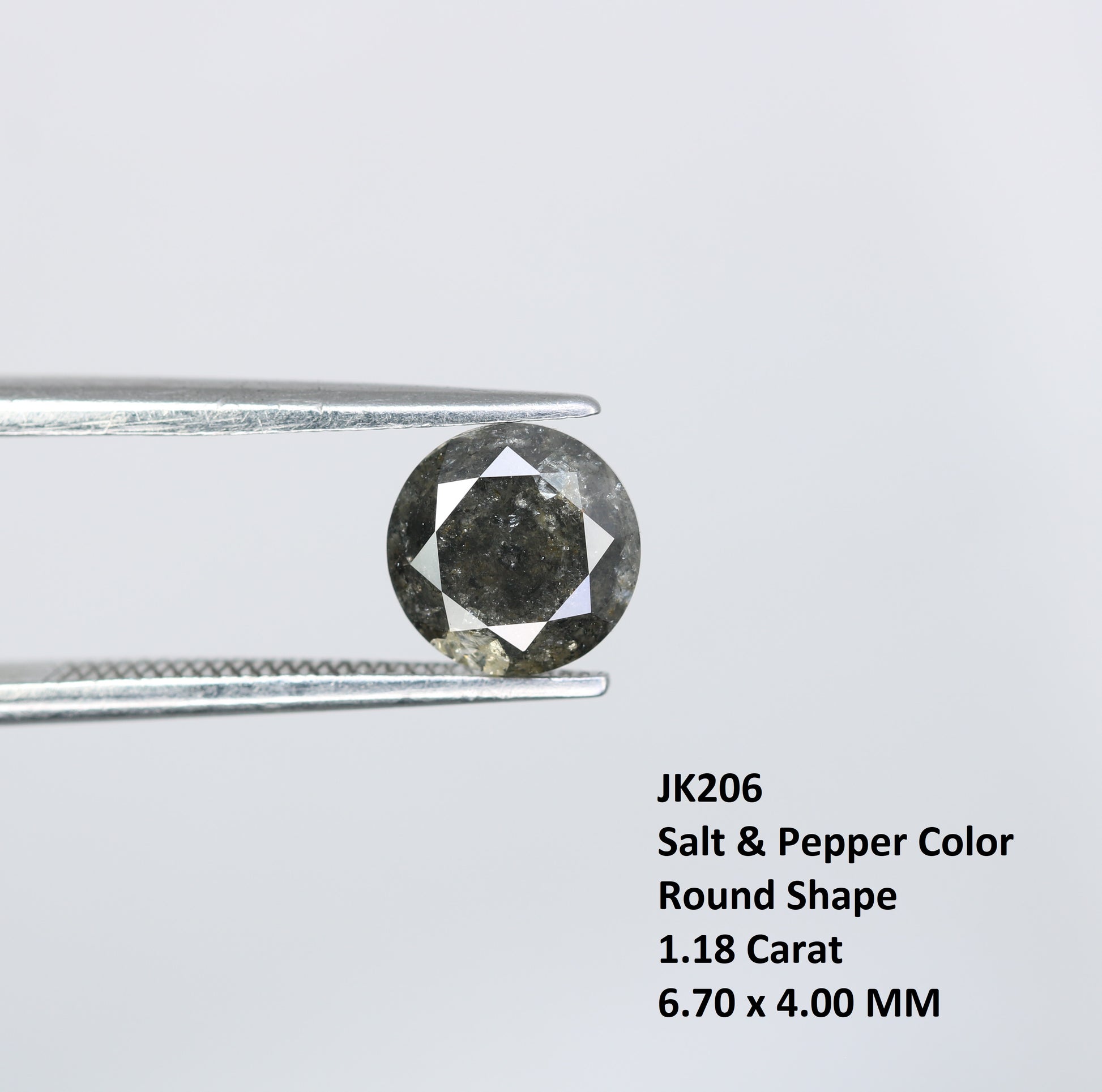 1.18 CT Salt and Pepper Round Brilliant Cut Diamond For Engagement Ring - JayKrishna Diamond