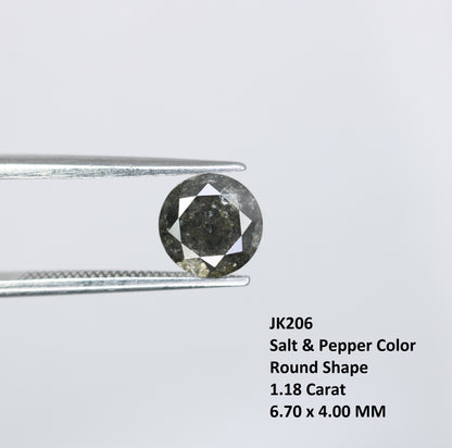 1.18 CT Salt and Pepper Round Brilliant Cut Diamond For Engagement Ring - JayKrishna Diamond