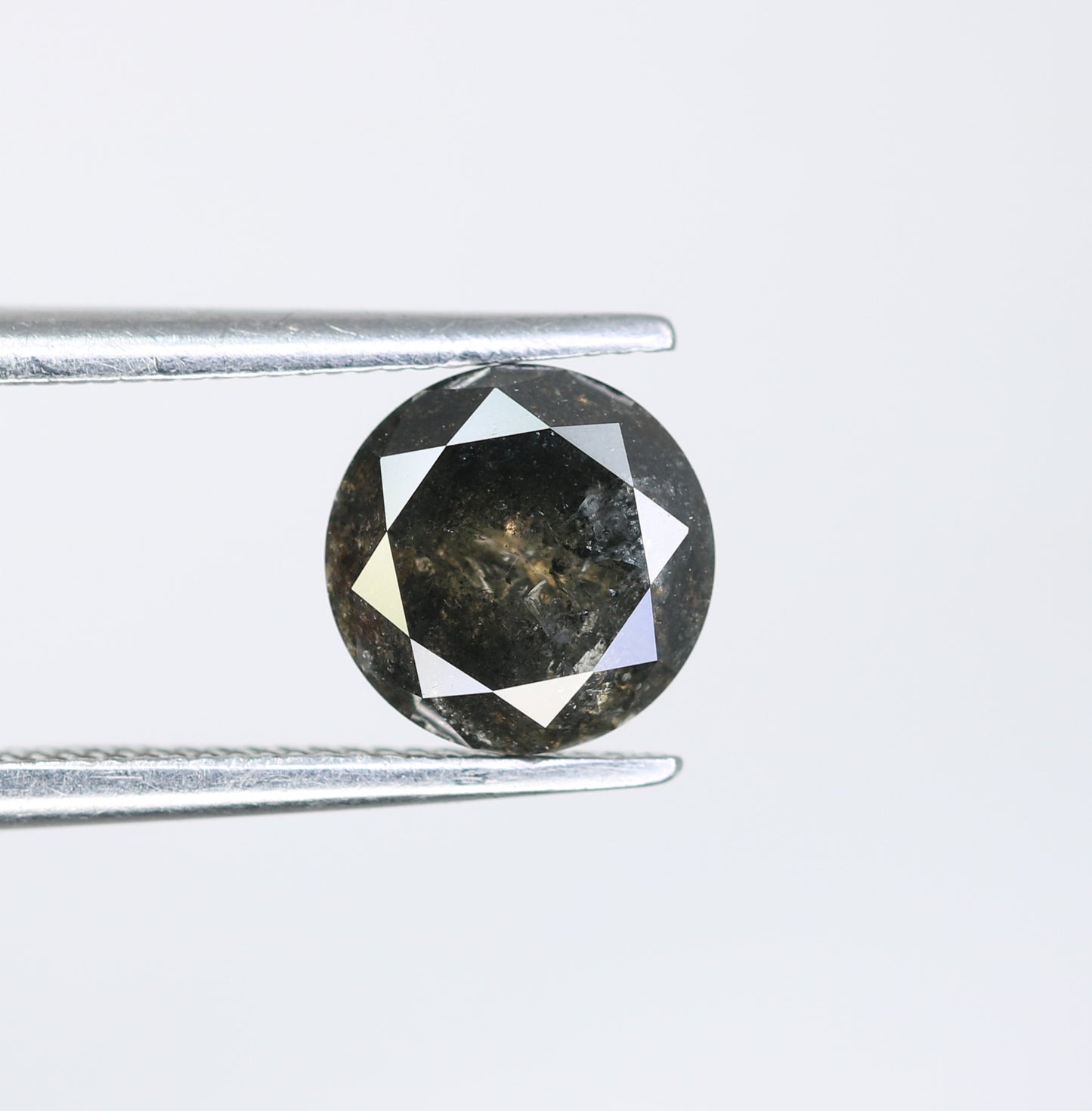 1.30 CT Round Brilliant Cut Salt and Pepper Diamond For Engagement Ring - JayKrishna Diamond