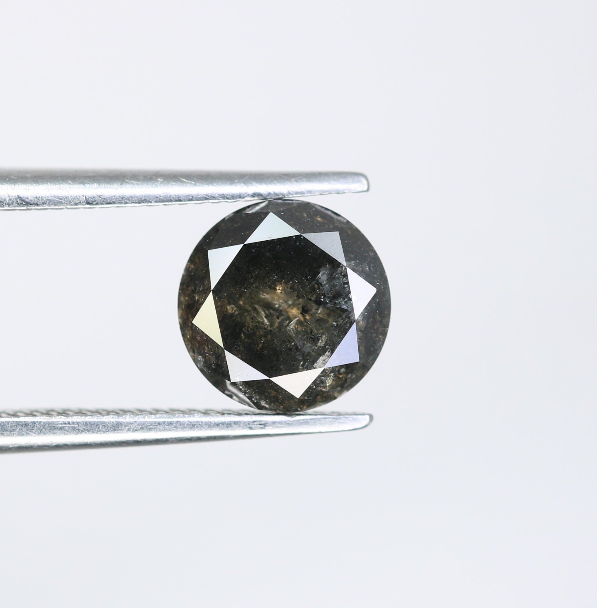 1.30 CT Round Brilliant Cut Salt and Pepper Diamond For Engagement Ring - JayKrishna Diamond