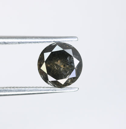 1.30 CT Round Brilliant Cut Salt and Pepper Diamond For Engagement Ring - JayKrishna Diamond