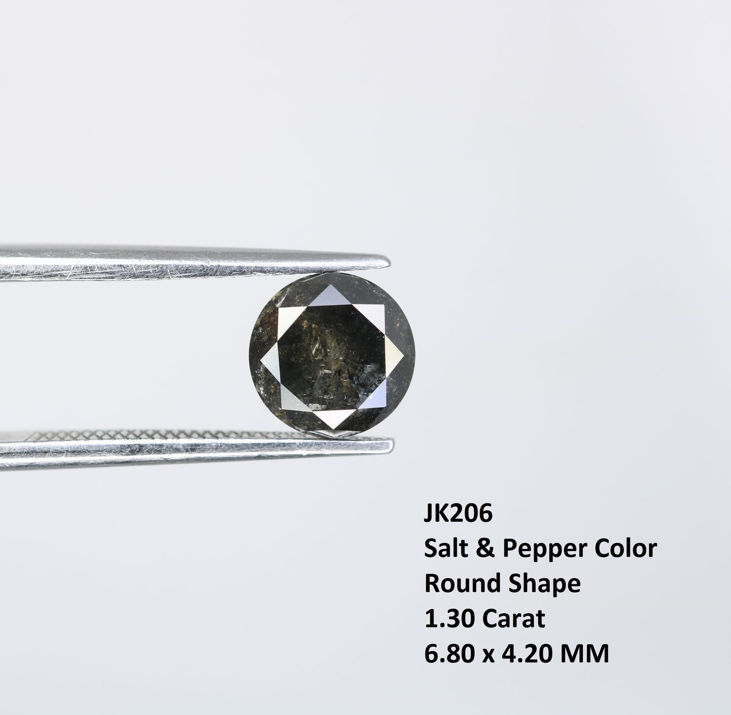 1.30 CT Round Brilliant Cut Salt and Pepper Diamond For Engagement Ring - JayKrishna Diamond
