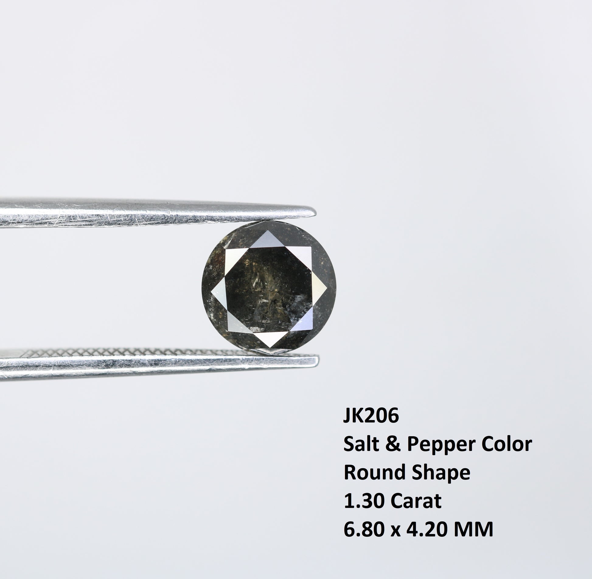 1.30 CT Round Brilliant Cut Salt and Pepper Diamond For Engagement Ring - JayKrishna Diamond