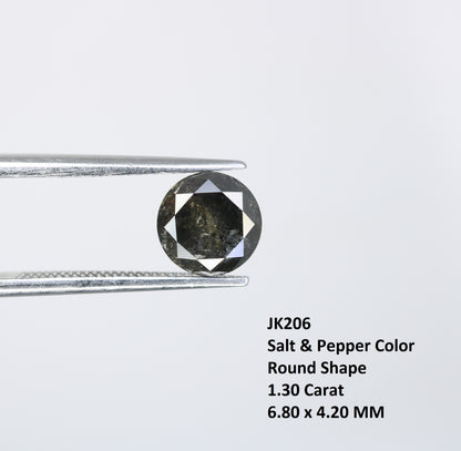 1.30 CT Round Brilliant Cut Salt and Pepper Diamond For Engagement Ring - JayKrishna Diamond