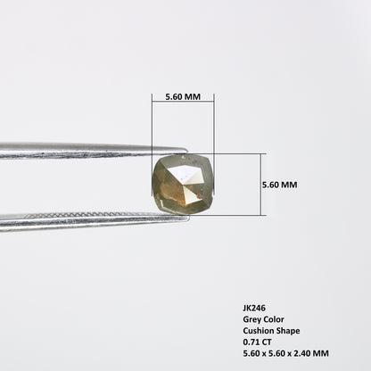 0.71 CT Polished Cushion Shape Fancy 5.60 MM Grey Diamond For Designer Jewelry - JayKrishna Diamond