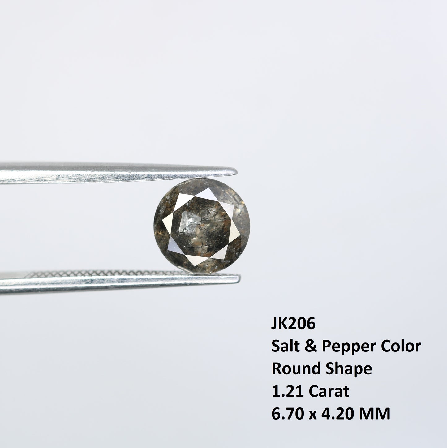 1.21 CT Salt and Pepper Round Brilliant Cut Diamond For Engagement Ring - JayKrishna Diamond