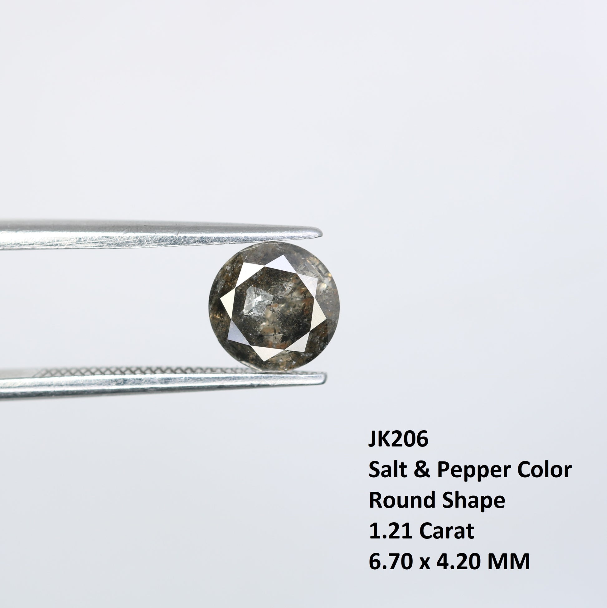 1.21 CT Salt and Pepper Round Brilliant Cut Diamond For Engagement Ring - JayKrishna Diamond