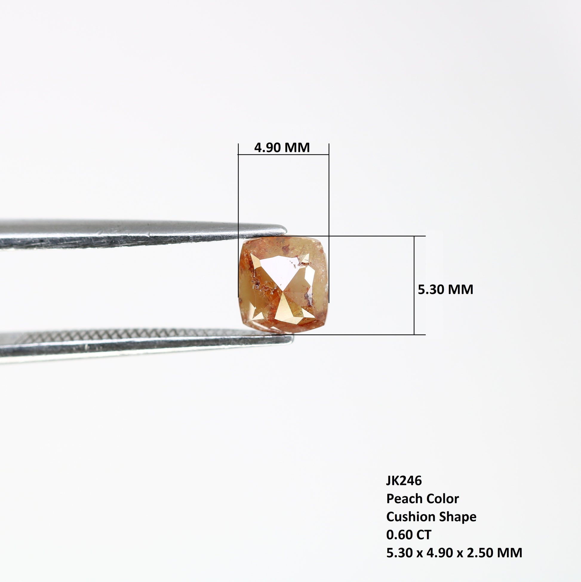 0.60 CT Unique Peach Cushion Shape Diamond (5.30 MM) for Exquisite Designer Jewelry: Elegant Gemstone Gift Idea - JayKrishna Diamond