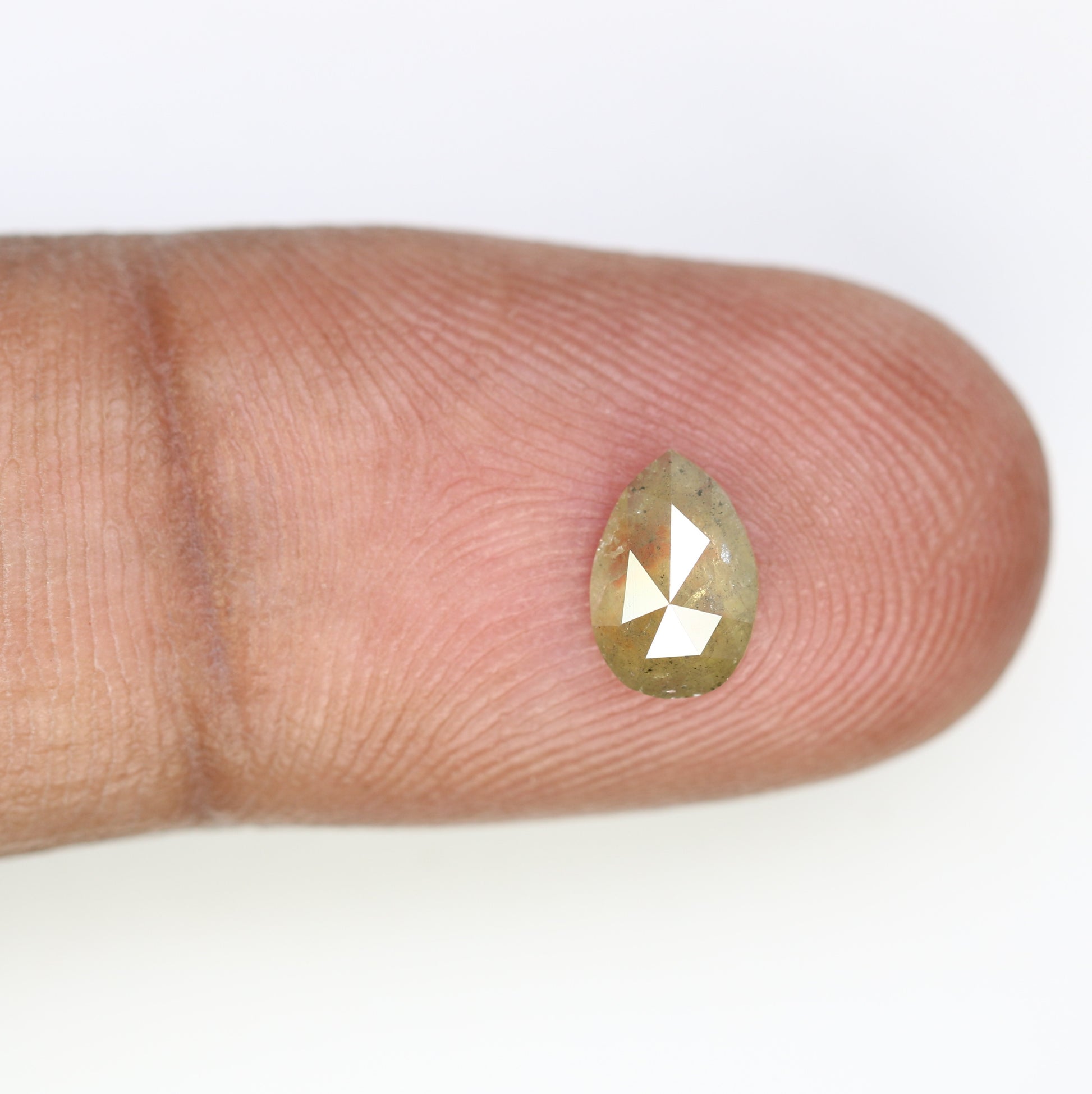 0.65 Carat Natural Green Rustic Pear Shape Diamond (7.40 MM) for Wedding Ring - Unique Gemstone for Custom Bridal Jewelry - JayKrishna Diamond