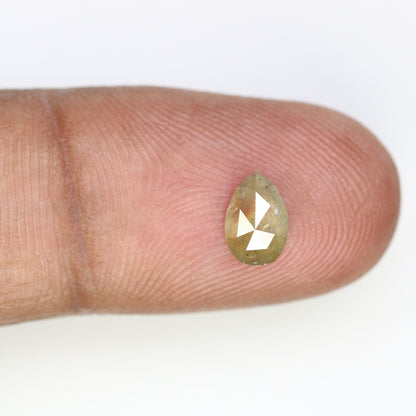 0.65 Carat Natural Green Rustic Pear Shape Diamond (7.40 MM) for Wedding Ring - Unique Gemstone for Custom Bridal Jewelry - JayKrishna Diamond