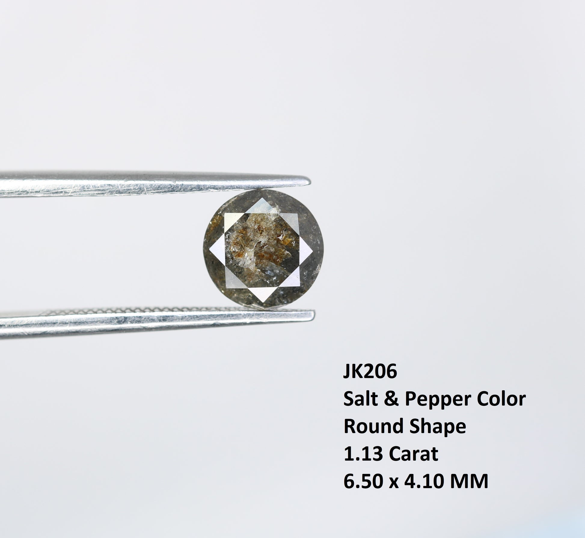 1.13 CT Round Brilliant Cut Salt and Pepper Diamond For Engagement Ring - JayKrishna Diamond