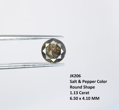 1.13 CT Round Brilliant Cut Salt and Pepper Diamond For Engagement Ring - JayKrishna Diamond
